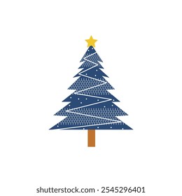 Christmas trees on white background. Colorful blue christmas trees vector illustration in flat cartoon style.