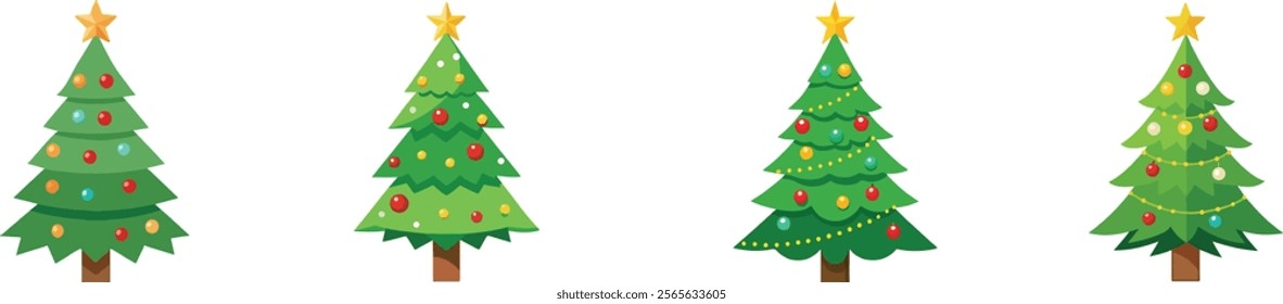 Christmas trees on a white background.