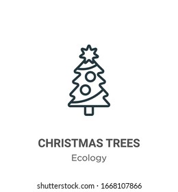 Christmas trees outline vector icon. Thin line black christmas trees icon, flat vector simple element illustration from editable ecology concept isolated stroke on white background