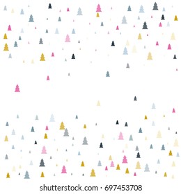 christmas trees pattern background, Evergreen fir tree vector illustration isolated on white, spruce, conifer green icons, Multiple coniferous trees. 