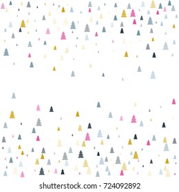 christmas trees pattern background, Evergreen fir tree vector illustration isolated on white, spruce, conifer green icons, Multiple coniferous trees. 