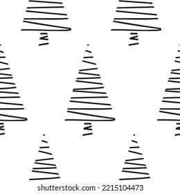 Weihnachtsbaummuster im modernen skandinavischen Stil in Vektorgrafik. Abstraktes nordisches geometrisches Design für die Winterdekoration, Druckplakate, Grußkarte, Geschäftsbanner, Umhüllung.