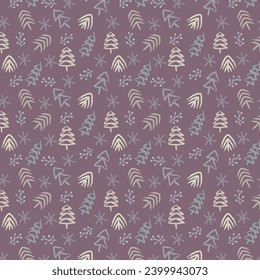 patrón de árboles de navidad en un fondo morado