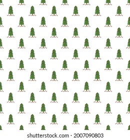 Christmas trees pattern pixel art. Seamless pattern. Pixel art Christmas trees pattern.