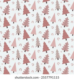 Christmas trees pattern. Seamless doodle vector illustration for wallpaper, textiles, wrapping paper.