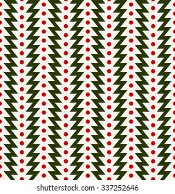 Christmas trees pattern vector, fir trees and baubles seamless pattern