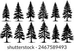 Christmas Trees Pictogram Set, Pine tree silhouette, Silhouette of pine trees	
