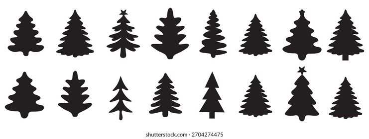 Christmas Trees Pictogram Set, pine tree  vector set