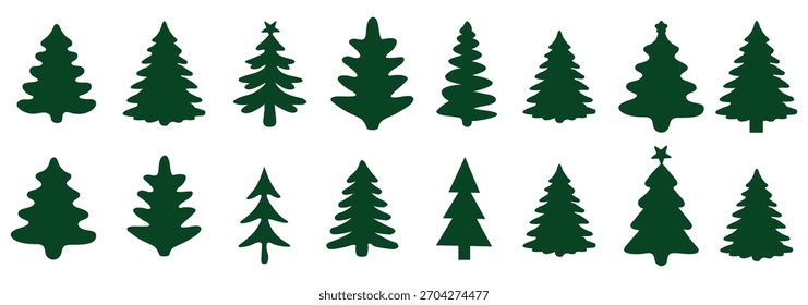 Conjunto de pictogramas de árvores de Natal, conjunto de vetores de pinheiros