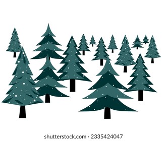 Christmas trees or pine trees on the white background