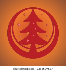 Christmas trees, pines for greeting card, invitation,banner, web. New Years and xmas traditional symbol tree with garlands, light bulb, star. Winter holiday. Icons collection