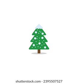 Christmas trees, pines for greeting cards, invitations, banners, web. New Year and xmas tree traditional symbols with garlands, light bulbs, stars. Winter holidays