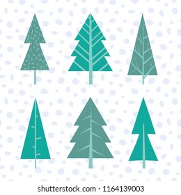 Christmas trees, pines seamless background pattern. New Year's texture of botanical, fabrics, packaging, invitations, postcards.