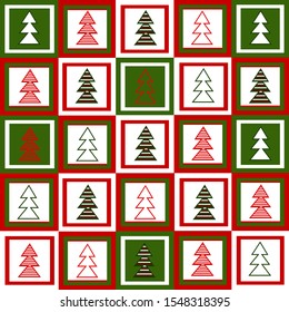 Christmas trees in quadrate background . Vector illustration 