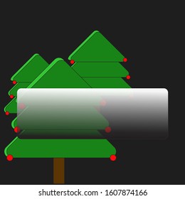 Christmas trees with red balls and place for an inscription
