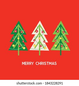 Christmas trees with red and green color, vector illustration