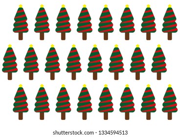 Christmas trees with red ribbons