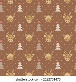 Christmas Trees and reindeer seamless repeat pattern background design