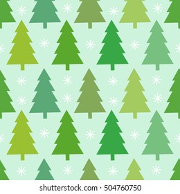 Christmas trees seamless flat texture. Vector illustration