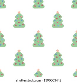 Christmas trees seamless pattern. Can be used as new year background for wrapping paper, cards, invitations. Vector illustration