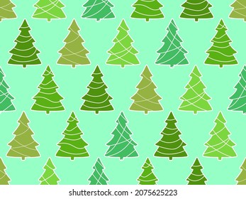 Christmas trees seamless pattern. Christmas design for Christmas and New Year for greeting cards, promotional materials and banners. Vector illustration