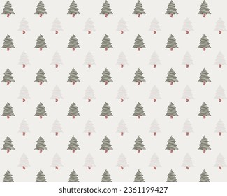 Árboles de Navidad, vector de diseño de patrones sin fisuras. fondo de árbol de navidad simple. motivos de pino para envolver papel, empaque, rayado, tejidos y otra decoración.