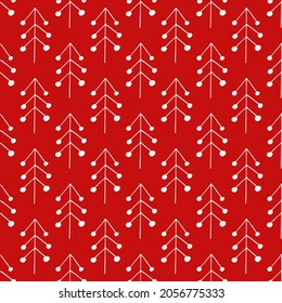 Weihnachtsbäume nahtlos Muster handgezeichnet doodle. Vektorgrafik, skandinavisch, nordisch, Minimalismus. Textilien, Packpapier, Tapete, Winterwaldweiden-Weihnachten