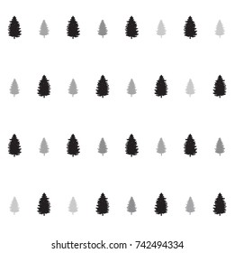 christmas trees seamless pattern. new year hand drown fir trees wrapping paper design, winter holiday decoration, black and silver christmas modern background