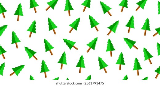 Christmas trees seamless pattern on white background. Pine tree motif. Christmas wrapping paper, print. greeting cards and fabric