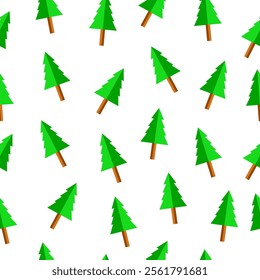 Christmas trees seamless pattern on white background. Christmas wrapping paper, greeting cards and fabric