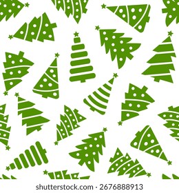 Christmas trees seamless pattern on white background. Design template for wallpaper,fabric,wrapping, textile.