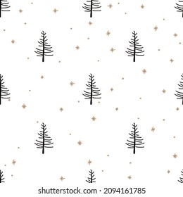 Christmas trees. Seamless Pattern with Spruce Trees.