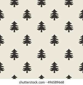  Christmas trees. Seamless Pattern with Spruce Trees. Endless Print Silhouette Texture. Ecology. Forest.  Retro. 