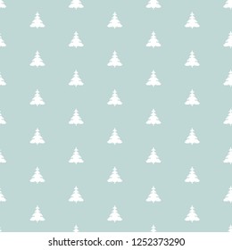 Christmas trees seamless pattern. Vector fesive blue and white illustration.