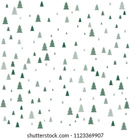 Christmas trees Seamless pattern. Winter happy New Year wrapping paper background. fir tree vintage holiday decor, vector illustration isolated on white. cute ornament