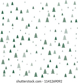 Christmas trees Seamless pattern. Winter happy New Year wrapping paper background. fir tree vintage holiday decor, vector illustration isolated on white. cute ornament