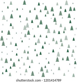 Christmas Trees Seamless Pattern. Winter Happy New Year Wrapping Paper Background. Fir Tree Vintage Holiday Decor, Vector Illustration Isolated On White. Cute Ornament