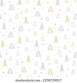 Christmas trees Seamless pattern. Winter happy New Year wrapping paper background.