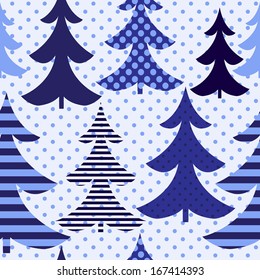 Christmas trees. Seamless vector illustrations