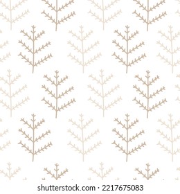 Christmas trees seamless vector pattern. Simple hand drawn stamp illustration in scandinavian style. The limited palette is ideal for printing textiles, fabric, wrapping paper