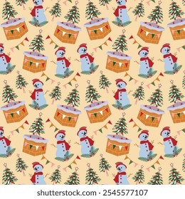 Christmas trees seamless vector pattern