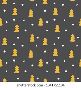Árboles de Navidad sin fisuras patrón oscuro de invierno. Ilustración vectorial.