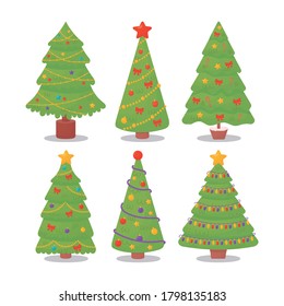 Christmas trees set. Can be used for printed materials - leaflets, posters, business cards or for web.