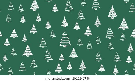 Christmas trees set, hand drawn. Vector illustration.	
