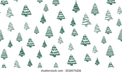 Christmas trees set, hand drawn. Vector illustration.	
