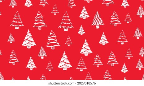 Christmas trees set, hand drawn. Vector illustration.	
