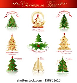 Christmas Trees Set - Isolated On White Background - Vector Illustration, Graphic Design Editable For Your Design.