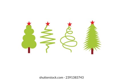 Christmas trees set isolated on white background. Collection of Christmas trees. modern flat design