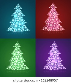 Christmas trees & a set of twinkling holiday decorations