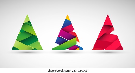 Christmas trees. Set of vector icons.